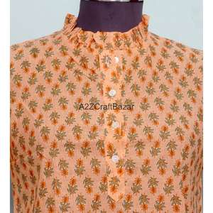 Blusa Informal de Verano con Estampado Indio, 100% Algodón Puro, Diseño Floral Bohemio, Ecológica, Transpirable, Manga Corta - Product Image 3