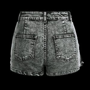 Pantalones cortos de verano para mujer, de algodón lavado, estilo casual, ligeros, de pierna recta, de cintura media, vaqueros de mezclilla. - Product Image 2