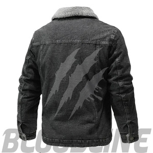 Women's <b>Denim</b> Blouson Jacket Full Sleeve Single Button Button Collar Cotton Lined Washed Solid Black Winter <b>Coat</b> Quick Dry - Product Image 1
