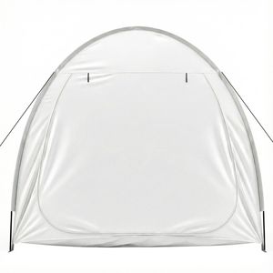 Capanno per biciclette ad arco grigio chiaro 6.8x4.9FT, telo Oxford 210D PU argentato, telaio in fibra di vetro nero, doppia tenda da campeggio anteriore e laterale - Product Image 4