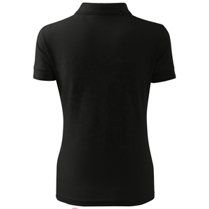 Polo de Manga Corta Negro para Mujer, Color Sólido, Tela Piqué, Estilo Casual, Largo Regular - Product Image 4