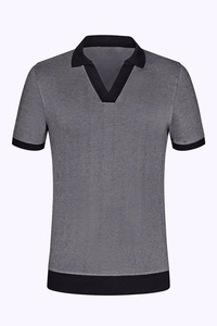 Chemises personnalisées en gros pour hommes avec logo brodé, vêtements de sport décontractés de marque, en tissu tricoté anti-plis, motif uni imprimé - Product Image 3