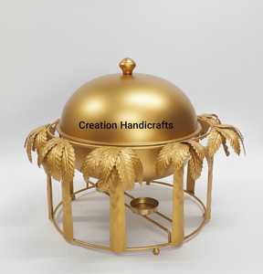 Casserole de luxe en acier inoxydable martelé avec support de couvercle suspendu, chauffe-plats moderne pour buffet, bol de service - Product Image 2