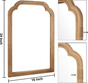 Modern <b>Moroccan</b> Arch Handmade Wooden Wall <b>Mirror</b> with Solid Wood Frame Scandinavian Design Wall Mounted Decor - Product Image 4