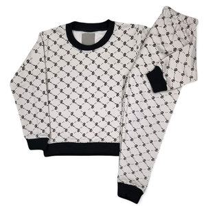 Unisex Tracksuit Set Gray Crew Neck <b>Sweatshirt</b> Joggers Full Sleeve Letter <b>Print</b> Cotton Autumn Casual Wear Regular Fit 2027 - Product Image 1