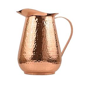 Carafe en cuivre pur à 100 %, grande taille, avec couvercle, artisanale, martelée, pour eau – Meilleure vente - Product Image 2