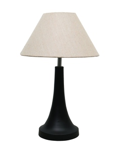Matt black metal cone <b>table</b> lamp white linen shade sleek modern <b>bedside</b> light for home or office wholesale OEM - Product Image 4