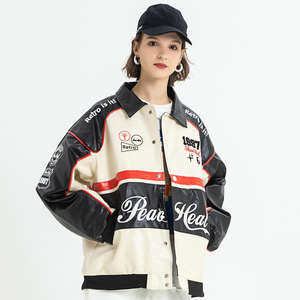 Chaqueta de Cuero Personalizada Unisex de Carreras NASCAR con Logotipo Frontal y Parches Impermeables, Tallas Grandes y Altas - Product Image 2