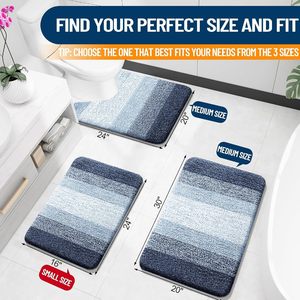 Hot Selling 17"x24" Microfiber Bath <b>Mat</b> Super Absorbent Non-Slip Floor Thick Plush Shaggy Tufted <b>Bathroom</b> Rug Washable Hotel - Product Image 2