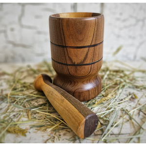 Outil de cuisine écologique naturel, moulin manuel traditionnel, ensemble mortier et pilon en bois 104 pour écraser les herbes et les épices - Product Image 6