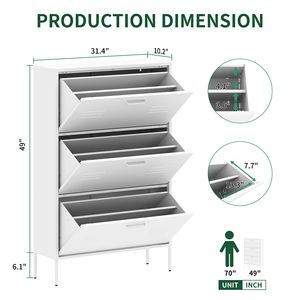 Scarpiera autoportante con struttura in metallo e 3 cassetti ribaltabili, organizer per ingresso, corridoio, foyer o altro. - Product Image 4