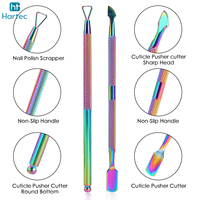 2 Poussoirs à cuticules professionnels en acier inoxydable de qualité médicale multicolores avec étui de rangement, outil à ongles double face