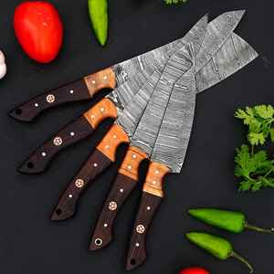 Juego de Cuchillos de Cocina Profesionales de 5 Piezas de Acero de Damasco Hechos a Mano con Bolsa de Cuero, OEM, OBM, Venta al por Mayor, Uso en Cocina, Ecológico - Product Image 4