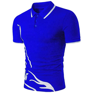 Pink Men's Polo <b>Shirt</b> Short Sleeve Knitted Casual Contrast Trim Button <b>Collar</b> <b>T</b> <b>Shirt</b> - Product Image 4