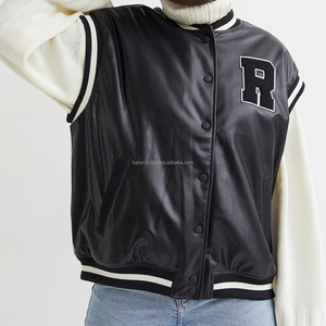 Veste universitaire personnalisée pour hommes et femmes K-VJ-168 brodé équipe de baseball conception toile vintage laine peau de mouton support élégant - Product Image 2
