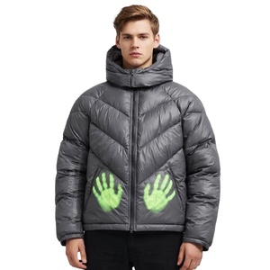 Veste d'hiver matelassée pour homme à col montant en toile à motif géométrique de haute qualité avec logo personnalisé OEM - Product Image 6
