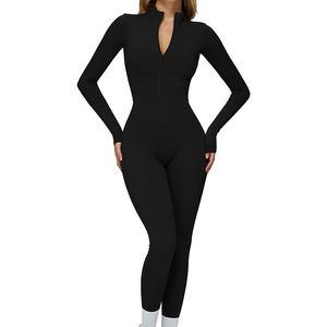 Combinaison de sport pour femme, combinaison de yoga à manches longues, combinaison une pièce, combinaison extensible pour l'entraînement, avec pantalon évasé, ensembles décontractés - Product Image 6