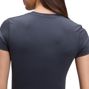 T-shirt ajusté à manches courtes pour femme, col rond extensible, haut décontracté et tendance, léger et confortable, vêtements en gros - Product Image 4