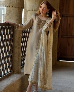 Conjunto de Salwar Kameez para Mujer de Primera Calidad, Nuevo, Completamente Cosido, Listo para Usar, con Relieve, de Seda Pura Reversible, para Fiestas Casuales, Todas las Temporadas - Product Image 2