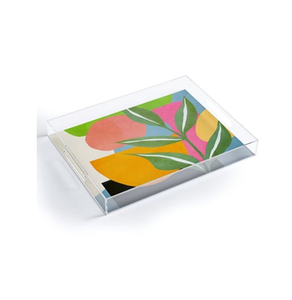 Plateau de service transparent imprimé de roses, design élégant, pour présentation d'accessoires cosmétiques, design et logo personnalisables - Product Image 5