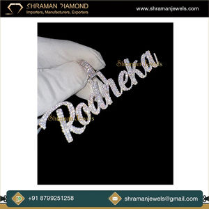 Trendy Hip Hop 925 Silver Rhodium Plated Custom Iced Fine Cursive <b>Initial</b> Letter Name Diamond Pendant Fine <b>Necklace</b> Charm Unisex - Product Image 3