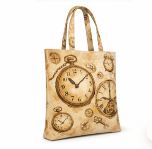 Custom <b>Clock</b> Print Tote <b>Bag</b> Medium Size 100% Cotton Fabric Shopping <b>Bag</b> With Top Handle Daily Use Handle Canvas <b>bag</b> - Product Image 5