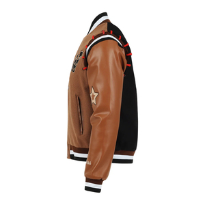 Varsity <b>Jackets</b> For Boys Brown Color <b>Winter</b> Wool Fabric With <b>Leather</b> Sleeves Letterman Style College Varsity <b>Jacket</b> - Product Image 4