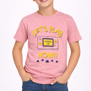 Camiseta Infantil Premium con Estampado Gráfico Rosa, Algodón Suave y Transpirable para Comodidad Durante Todo el Día, Cuello Redondo y Manga Corta Ligera - Product Image 1