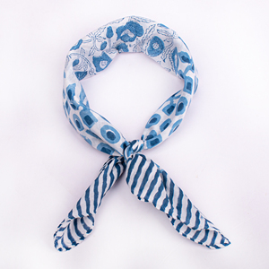Écharpe carrée en coton rayée bleue et blanche, motif à pois, décontractée, printemps-été, bandana unisexe, 53x53cm, écologique, de haute qualité - Product Image 2