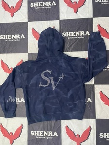 เสื้อฮู้ดซิปประดับเพชรแบบฟอกสีพรีเมียม ผ้าคอตตอนหนา 100% สไตล์สตรีทแวร์ Y2K วินเทจ - Product Image 2