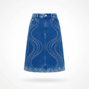 Falda Larga de Mezclilla para Mujer, Marca Privada, Cintura Alta, Denim Claro, Venta al Por Mayor Directa de Fábrica, Suministro a Granel - Product Image 5