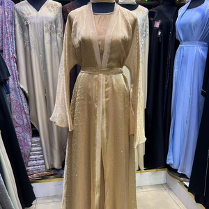 High Quality Modest Dubai Beaded Sequined <b>Long</b> Sleeve Abaya Muslim Traditional Handmade Wedding Women Polyester Breathable V Nec - Product Image 1