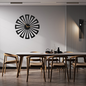 Modern Sunburst Metal <b>Wall</b> <b>Clock</b> Radiating Spoke Design Black Decorative <b>Clock</b> Gold Hands Contemporary <b>Wall</b> Art Living Room Home - Product Image 6