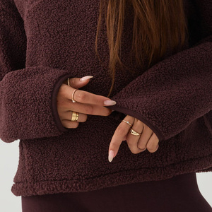 Fashion <b>Women</b> Sherpa <b>Jacket</b> Soft <b>Fleece</b> <b>Warm</b> Winter Quarter Zip <b>Jacket</b> Casual Oversized Outerwear Custom OEM Wholesale Supplier - Product Image 5