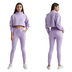 Conjunto Deportivo Casual de Invierno para Mujer con Capucha, 100% Algodón, Cierre con Cordón Ajustable y Bolsillos Laterales - Product Image 1
