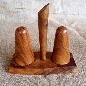 Round Shape Wooden Salt Pepper Shaker For Kitchen Spice <b>Storage</b> Tabletop Use And Dining Room Decor - Product Image 5