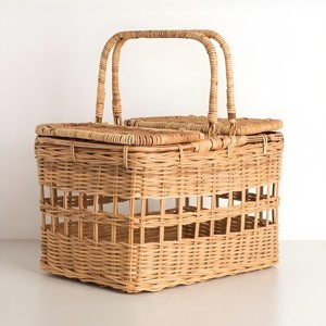 Cheap Price Rattan Picnic Basket New Style Rattan Camping <b>Hamper</b> Baskets Wholesale OEM Accepted - Product Image 1