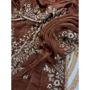 Hermoso Sari con Bordado de Secuencia, Ropa Tradicional Musulmana para Fiestas y Accesorios - Product Image 2