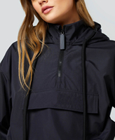 Veste coupe-vent pour femme, veste courte à col haut, demi-zip, vêtements de fitness grande taille, veste d'entraînement en nylon coupe-vent, yoga, gym