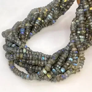 Labradorita Natural de 3-3.5mm, Cuentas Facetadas en Forma de Rondelle, Grado A, para Fabricación de Joyería, Venta al Por Mayor - Product Image 2