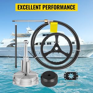 Sistema di sterzo marino fuoribordo da 10 piedi con albero da 3/4 e volante da 13,5 pollici per yacht, ricambi e accessori per cavi di sterzo per imbarcazioni da 10 piedi - Product Image 1