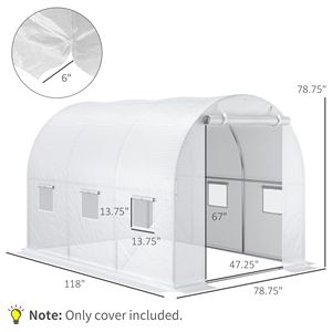 9.8 'x 6.6' x 6.6 'sostituzione di plastica della copertura della serra, telo impermeabile resistente per la casa del cerchio, rivestimento con 6 finestre, Doo - Product Image 2