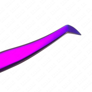 Deluxe Purple L Shape Russian Volume Eyelash Tweezers Stainless Steel Powder Coated Lash Extension <b>Tool</b> Wholesale - Product Image 6