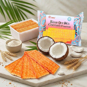 Hot Selling Coconut Crackers 180g Crunchy Baked Snack Rectangle <b>Biscuits</b> ODM Private Label - Product Image 1