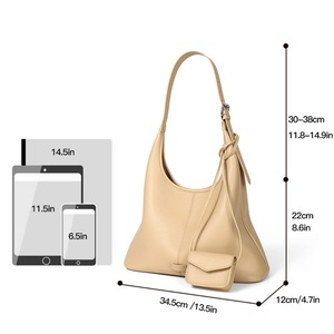 Bolso de Hombro Elegante para Mujer 2026, Bolsos de Mano de Cuero Genuino con Monedero, Bolso Tote de Gran Capacidad en Piel Vacuna, Amarillo y Negro - Product Image 2