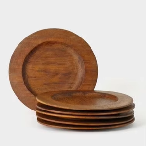 Platos de madera natural, vajilla de madera hecha a mano, platos de madera rústicos - Product Image 1