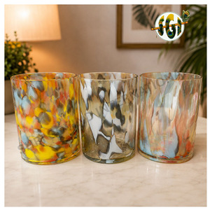 Porte-bougie cylindrique en verre rond pour décoration intérieure, résistant à la chaleur, vide, avec revêtement par pulvérisation - Product Image 1