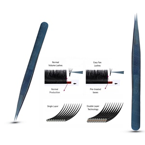 Fournisseur professionnel de pinces à cils, outils d'extension de cils, pinces en acier inoxydable à 45 degrés, antistatiques, durables, OEM, vente en gros - Product Image 5