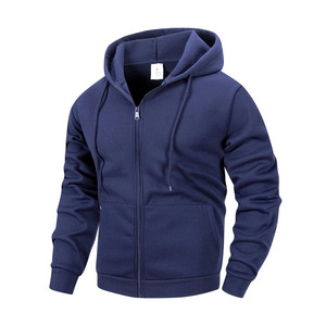 Custom Mens Heavyweight Full Zip Fleece Hoodie Warm Casual Long Sleeve Outerwear Hooded Sweatshirt Plain Activewear <b>Jacket</b> - Product Image 1