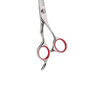 Ciseaux professionnels à effiler les cheveux en acier inoxydable, pour droitiers, manche moyen, accents rouges, lame tranchante, haute qualité Morje - Product Image 4